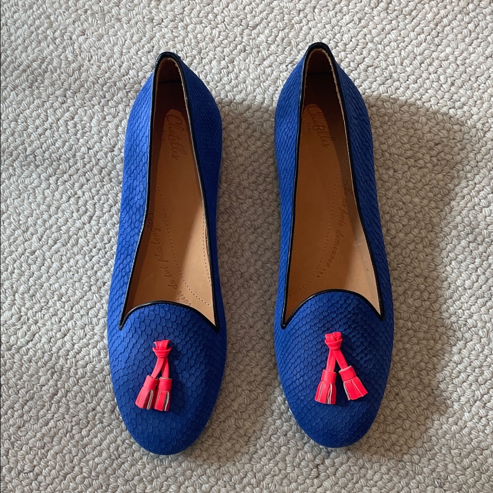 Chatelles Tassel Suede Slipper Shoes, Size US 8 (EU 39), worn once